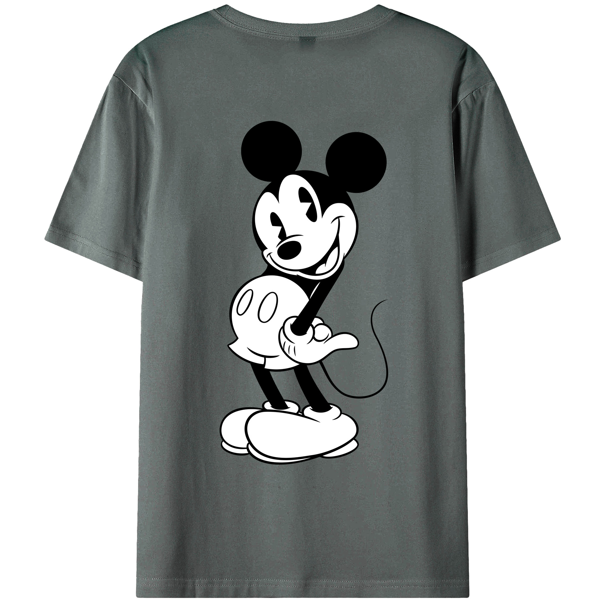 ミッキーマウス Mickey Mouse 綿100％ メンズ半袖Tシャツ（バックプリント） 通気性